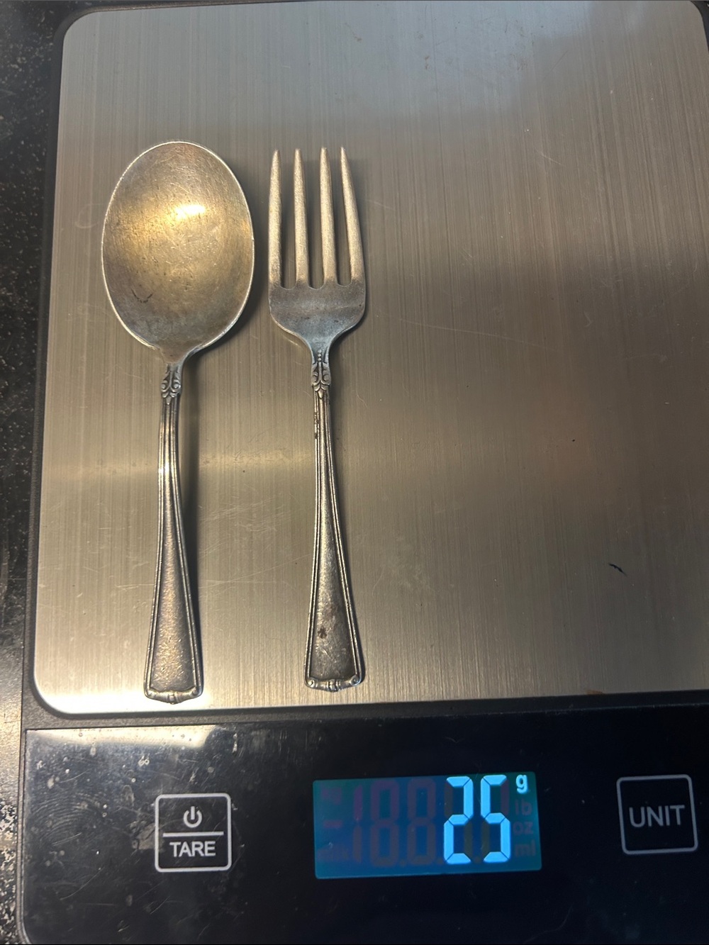 25 grams of Vintage Sterling Silver Baby Fork and Spoon Set - Silver